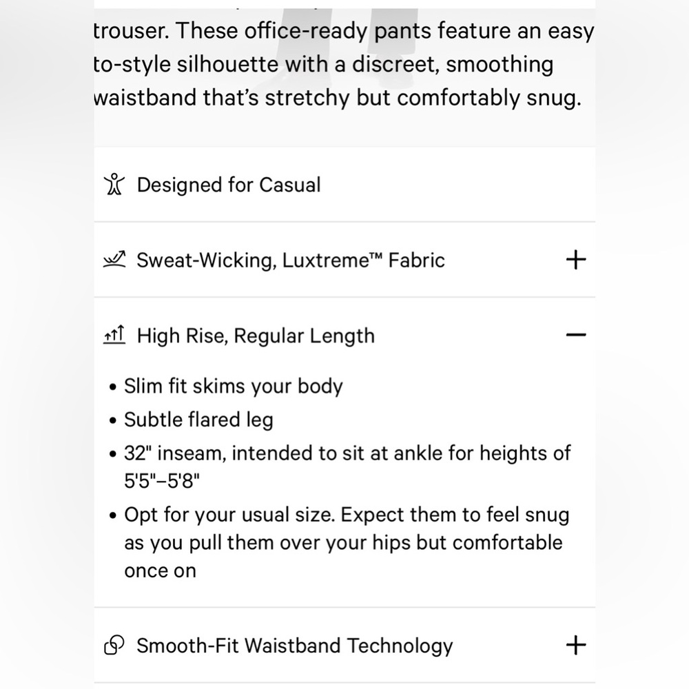 Lululemon Smooth Fit High Rise Pant - Picture 4 of 6